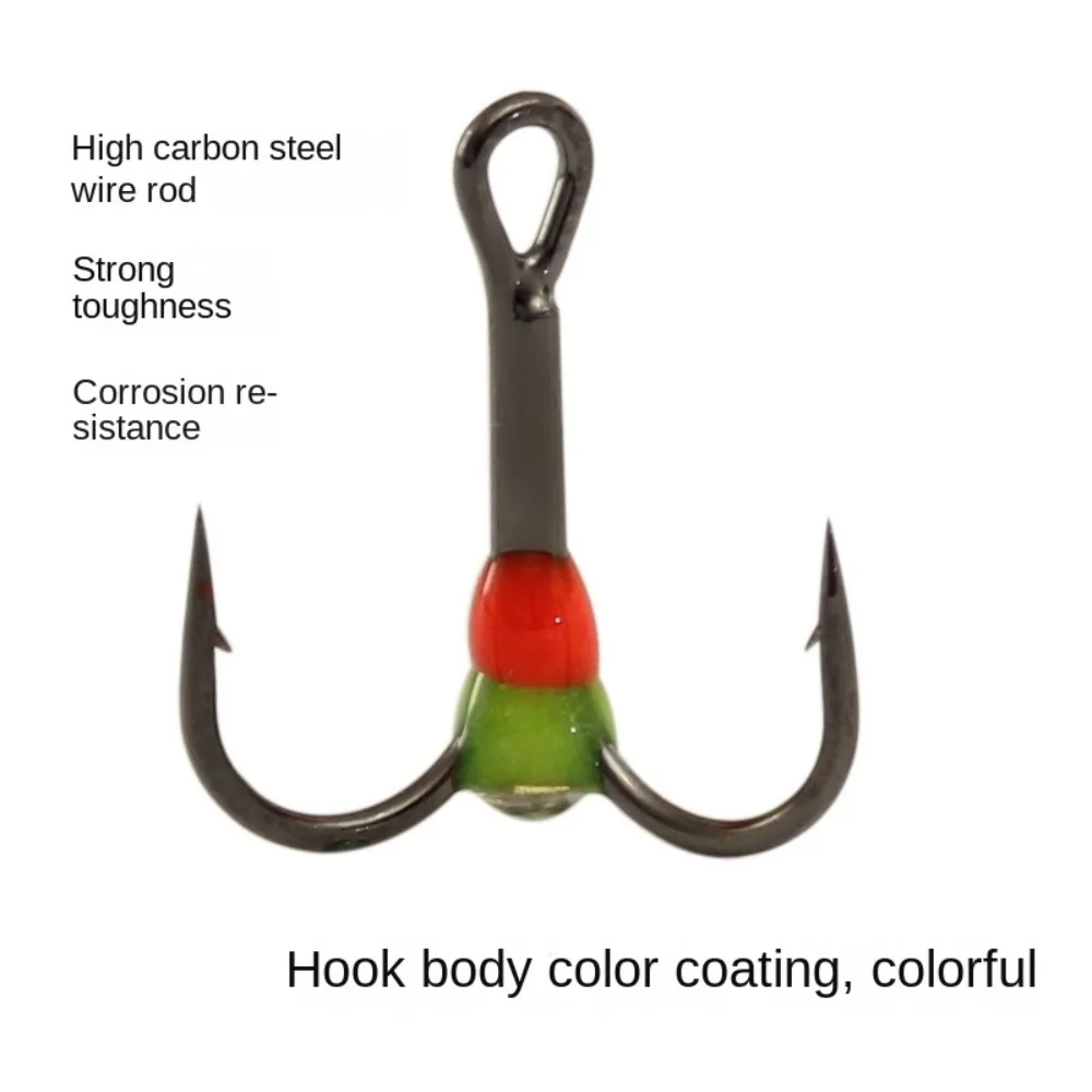 2024 Anzuelos de pesca en hielo de acero al carbono Invierno 4 #   6 #   8 #   12 #   14 #   Anzuelo de tres mandíbulas, herramientas de aparejos de cebo que se hunden, señuelo de pesca de invierno - imagen 5