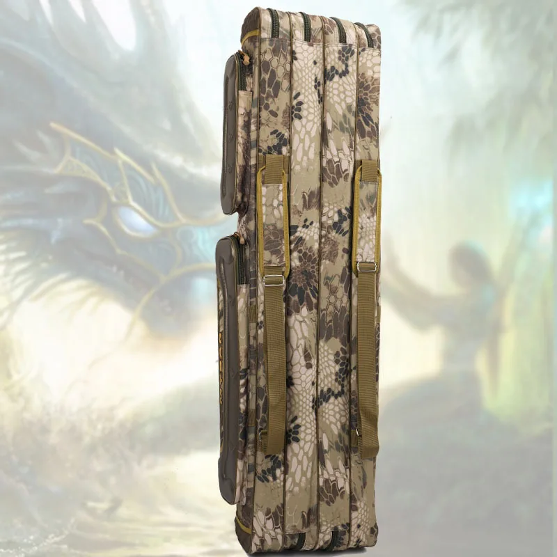 Bolsa multifuncional para equipo de pesca, lona impermeable de 2/3/4 capas, para herramientas de caña de pescar, vientre de 120CM, 130CM, bolsas de almacenamiento de aparejos XA85G - imagen 5