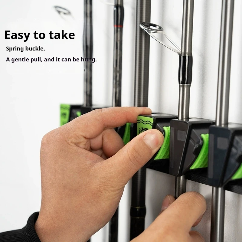 Estante de exhibición para caña de pescar montado en la pared, soporte para caña colgante para montaje en pared, instalación sin taladro |   Almacenamiento de varillas de opción lista para taladros - imagen 5