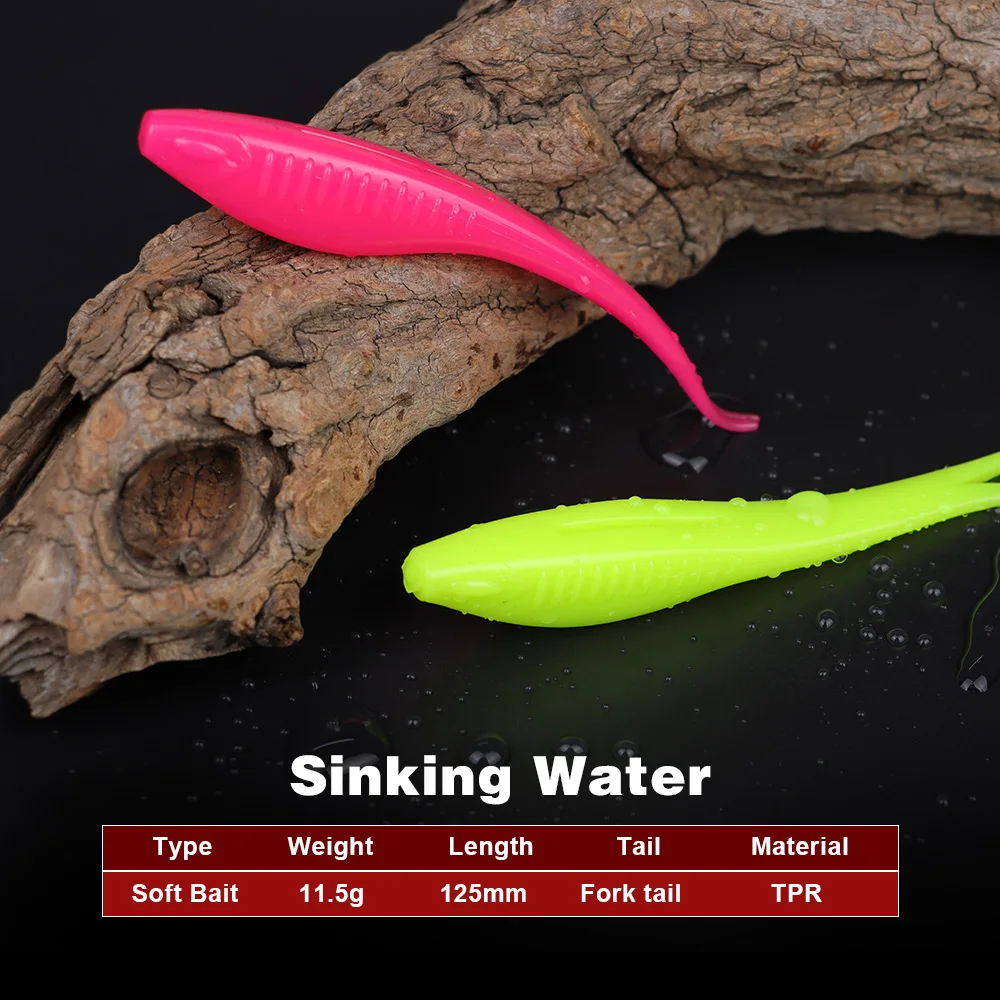 THORFORCE-Señuelos de pesca blandos, cebo Swimbait con cola dividida, flotante, TPR, silicona Artificial, tiro de gota, cebo suave Topwater - imagen 2