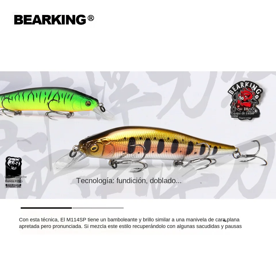 BEARKING 115mm 15g Suspensión Sistema de peso de tungsteno Top señuelos de pesca Minnow manivela wobbler calidad aparejos de pesca anzuelos para la pesca pesca accesorios mar spinnig anzuelos de pesca mar pesca acess - imagen 4