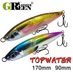 GREENSPIDER 170mm 90g Topwater lápiz señuelo pesca de mar Amberjack Kingfish atún GT cebo nuevo señuelo
