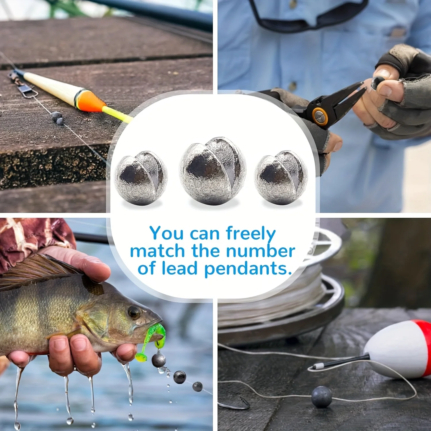 TAKBAS 100piezas Plomos de Pesca - Disparo ajustable dividido, Diseño redondo extraíble para agua dulce y salada, Ideal para Acción de Gracias, Navidad, Día de los Abuelos, Día del Padre, Regalos del Día del Maestro - imagen 4