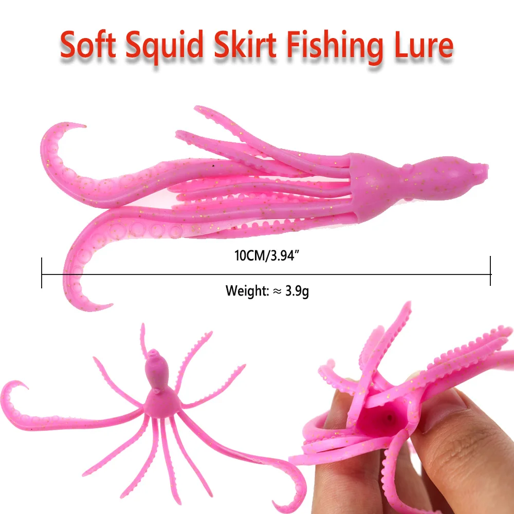 Wifreo-cebo de calamar y pulpo, señuelo de Pesca suave con cabeza de anzuelo, falda de calamar, Material TPR, Wobbler, pargo, aparejos de Pesca de mar, 4 Uds. - imagen 2