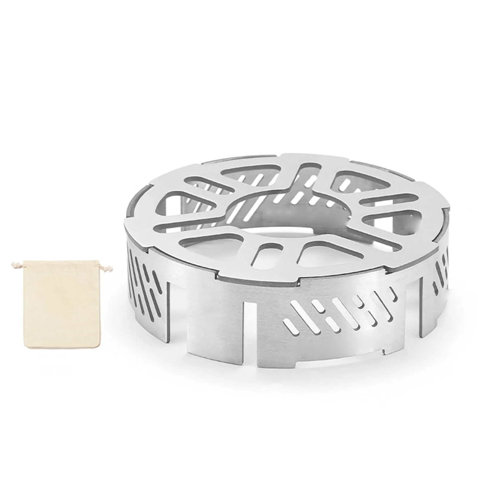 Parabrisas de estufa de Camping de 14CM con bolsa de almacenamiento, utensilios de cocina portátiles, pantalla de viento para quemadores al aire libre - imagen 5