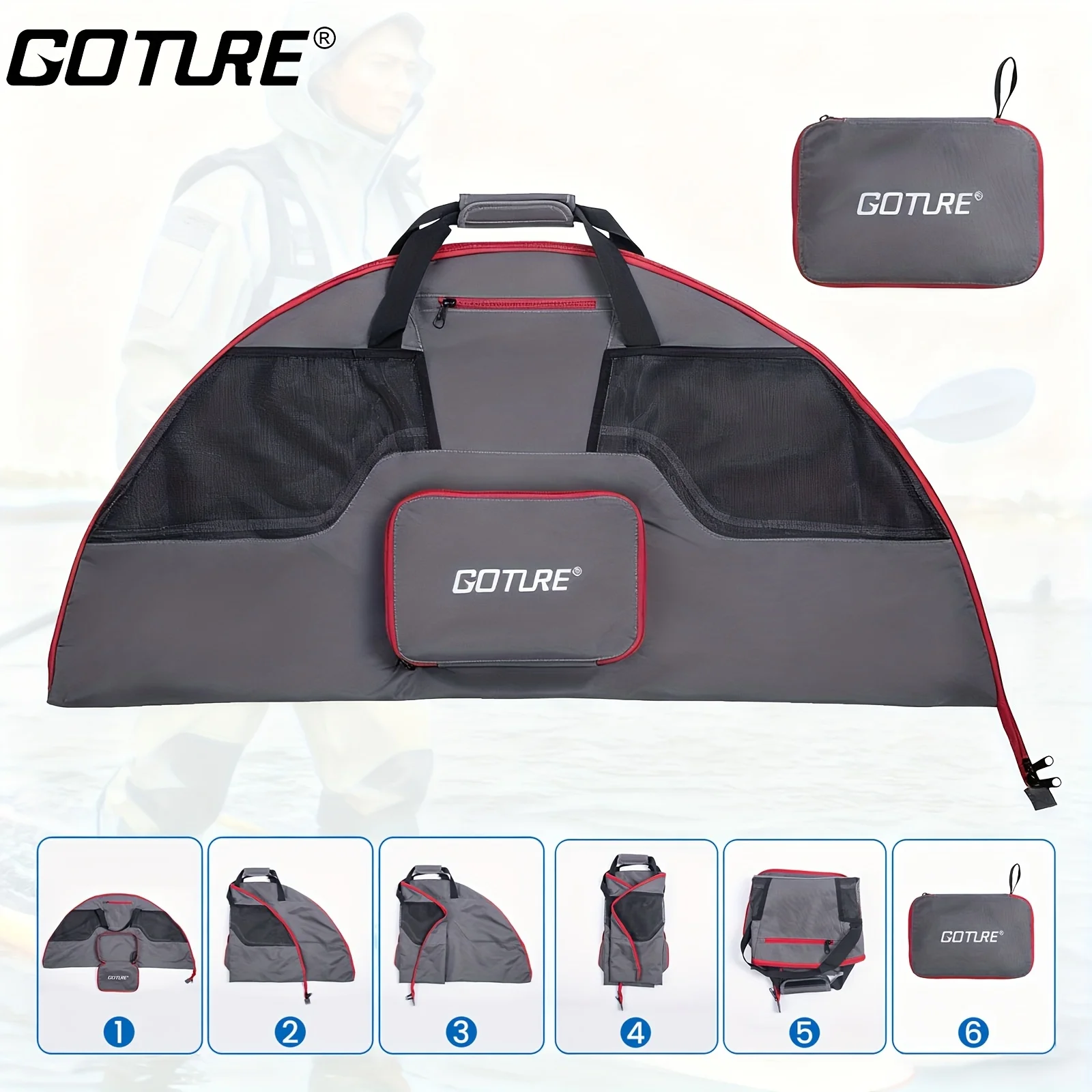 Goture Bolsa de pesca organizadora transpirable plegable Oxford - imagen 5