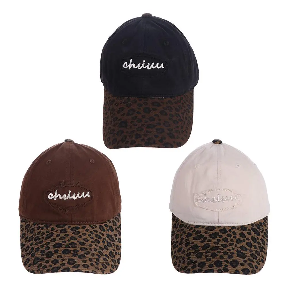 Gorra de béisbol de leopardo ajustable Retro, gorra de béisbol bordada informal de algodón, sombrilla de Hip Hop Y2k, gorra con visera para niñas - imagen 5