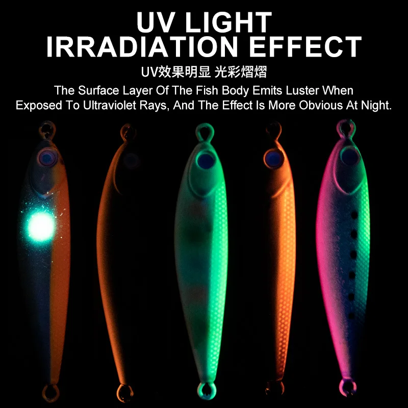 OBSESSION J122 60g 80g 100g Small Jigbait UV Coating Metal Speed Jigging lure Saltwater Long Casting Hard Metal Jig Fishing Lure - imagen 5