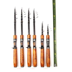 Caña de pescar telescópica de 1,8-2,4 m, caña de mano portátil ultraligera de fibra de carbono, caña de pescar Universal de agua dulce, accesorios de pesca
