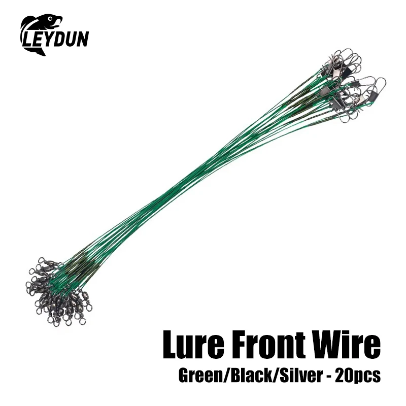 Leydun 20Cm/20 piezas verde negro Anti giro línea trenzada conductor alambre de acero Anti mordida accesorios de equipo de pesca sedal