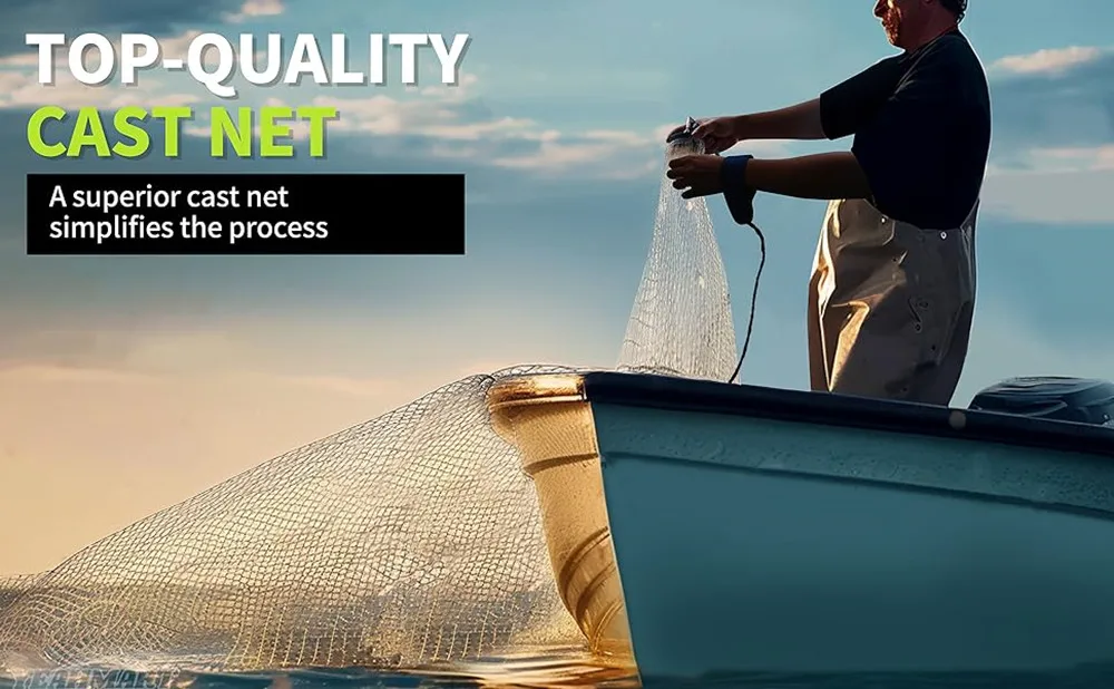 Un hombre está lanzando una red al agua