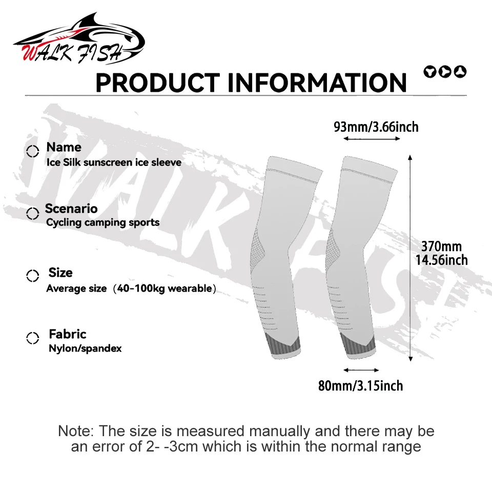 WALK FISH-manguitos de pesca de seda helada, protección solar Unisex, mangas de pesca transpirables, suave, para deportes al aire libre, bicicleta, correr, cubierta para brazo - imagen 2
