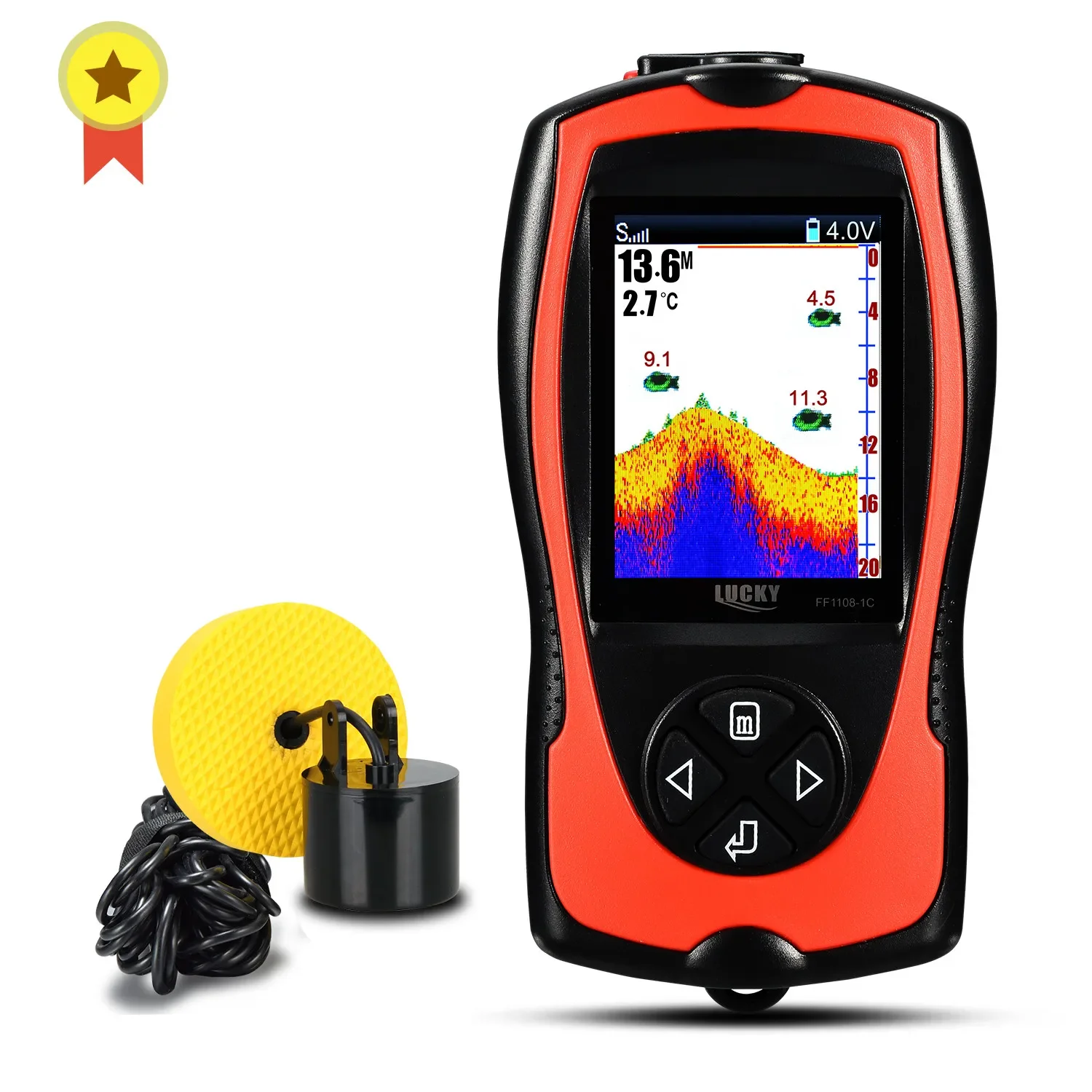 LUCKY FF1108-1CT Sonar portátil buscador de peces 100M de profundidad buscador de ecosonda 2,4 pulgadas TFT Color LCD buscador de peces lago pesca en el mar - imagen 3