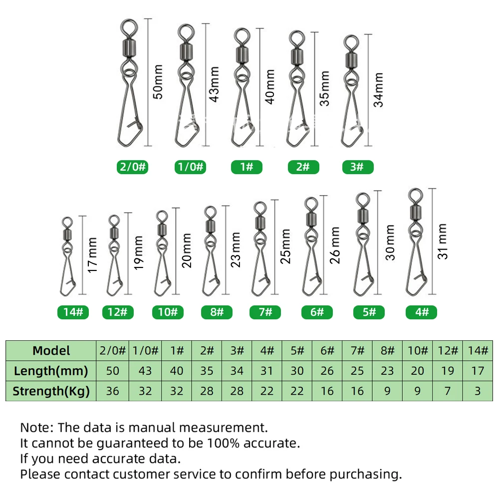 DNDYUJU-conector giratorio de acero inoxidable para Barril de pesca, anzuelo de señuelo, accesorios de pesca, 10/30/50 piezas - imagen 2