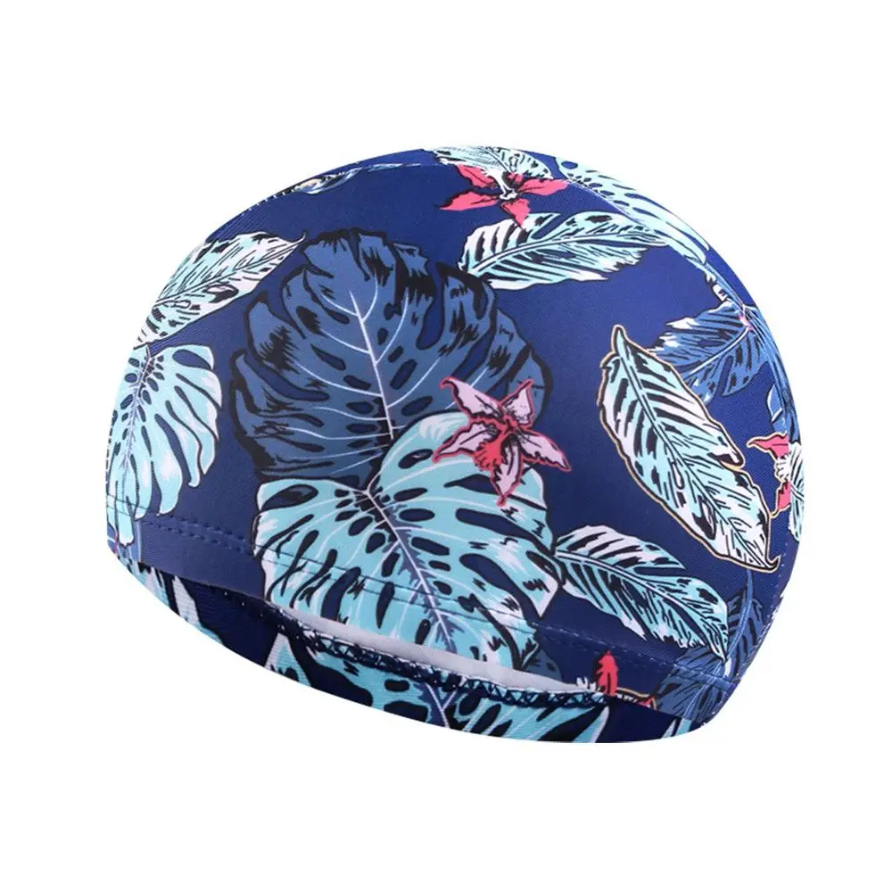 Gorro de baño con estampado de flores para hombre y mujer, gorro deportivo de pelo largo para natación, piscina, turbante elástico, accesorio deportivo, 1 unidad - imagen 4