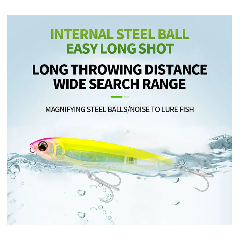 Señuelos de pesca de 10cm y 17g, cebo tipo lápiz flotante Wobbler, cebo duro Artificial láser de fundición larga, accesorios de pesca Jerkbait QBE117 - imagen 5