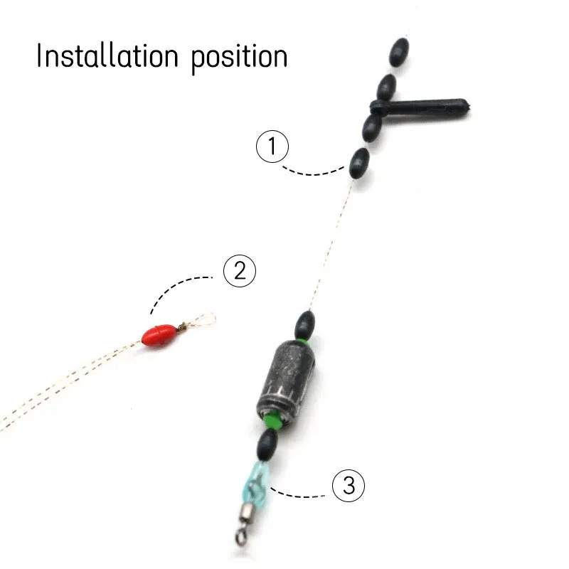 Tapón de cuentas Bobber de goma para Pesca, 180 piezas/30 grupos, bolas espaciales ovaladas de goma, accesorios de aparejos de Pesca con mosca de carpa marina, 6 en 1 - imagen 2