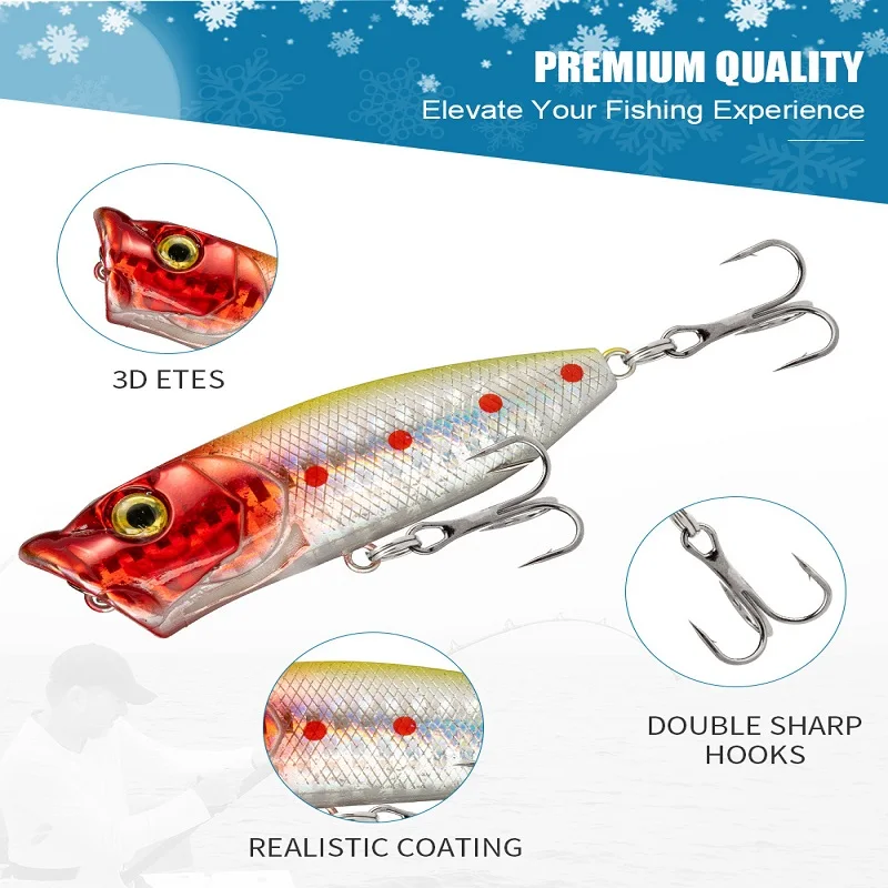 Juego de pesca con caja ciega navideña, 24 Uds., para entusiastas de la pesca, lápiz, cebo suave, placa de hierro, regalo brillante - imagen 4