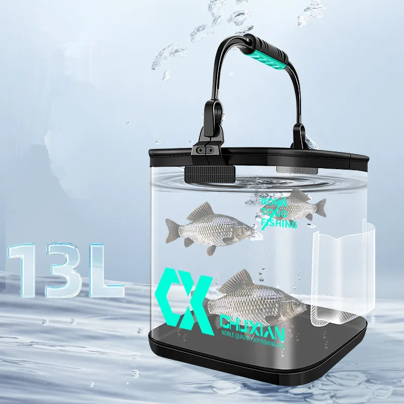 Cubo plegable para peces vivos de 13L, cubo para peces grueso de EVA, tanque de agua portátil, equipo de pesca, caja para peces vivos, herramienta de accesorios - imagen 2