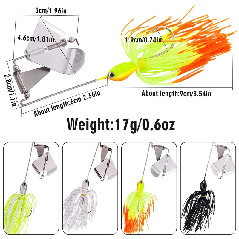 Sougayilang 17G Buzzbait Señuelos de Pesca sin malezas señuelo de pesca Wobbler Chatterbait Spinnerbait plantillas señuelo para pesca de Lucio - imagen 5