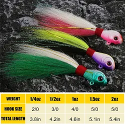Señuelos Bucktail Jigs para pesca surf en agua salada y dulce – Lubina