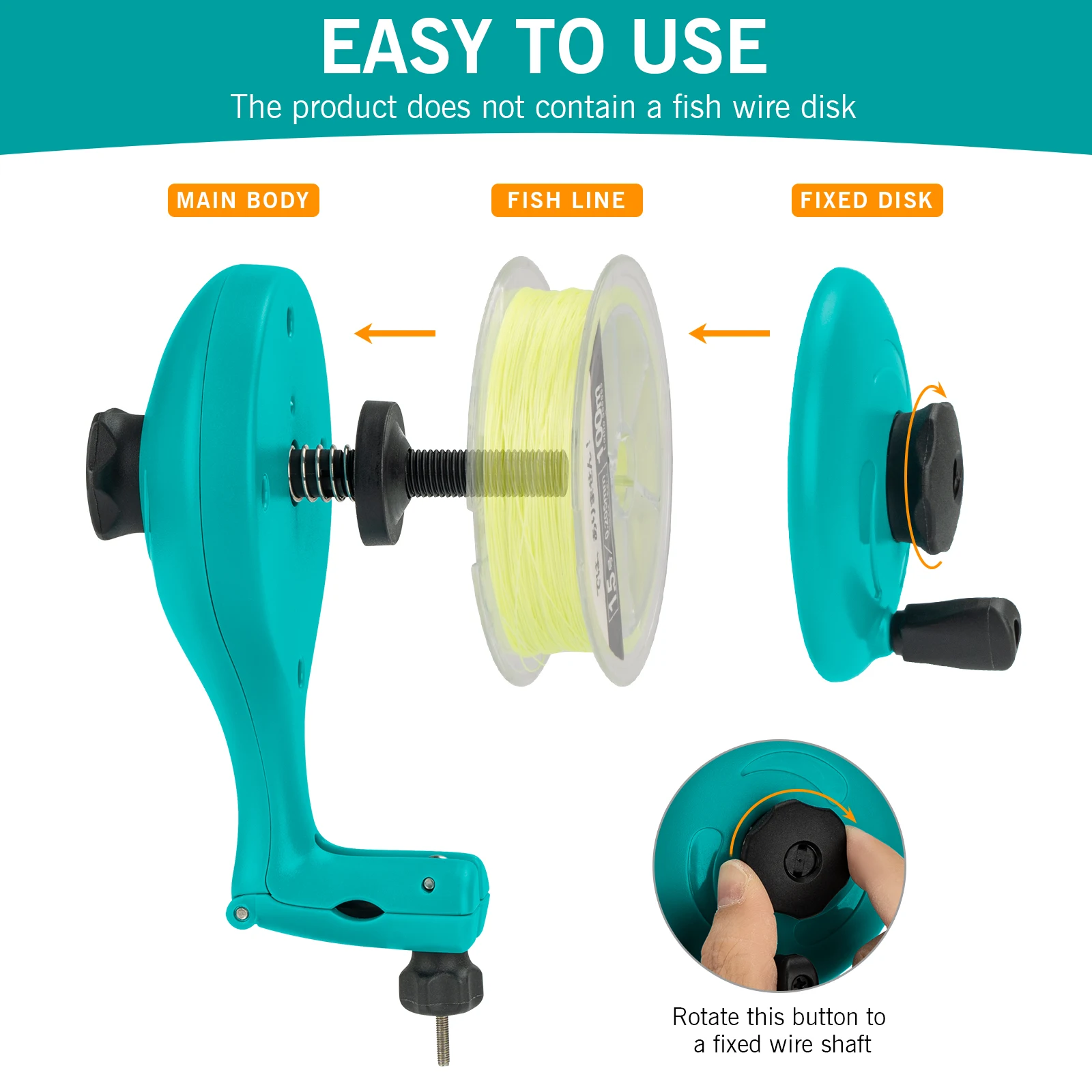 Carrete de sedal de pesca para Baitcasting, carrete giratorio de plástico ABS, máquina enrolladora de sedal, carrete, herramientas de aparejos de pesca - imagen 4