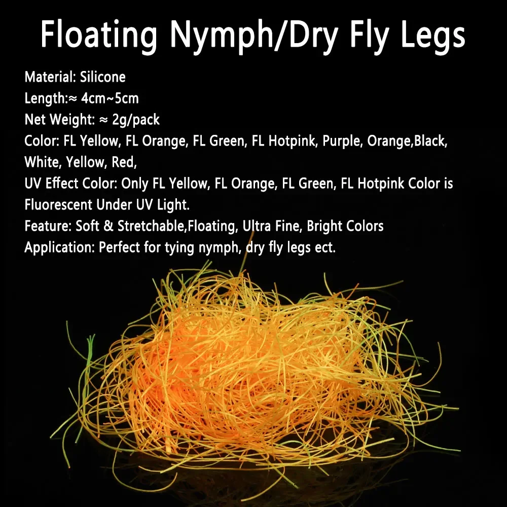 Bimoo-patas de mosca secas flotantes de silicona, Material de atado de moscas, patas de goma fina Dub para trucha, Señuelos de Pesca, cebos, 2 paquetes - imagen 2