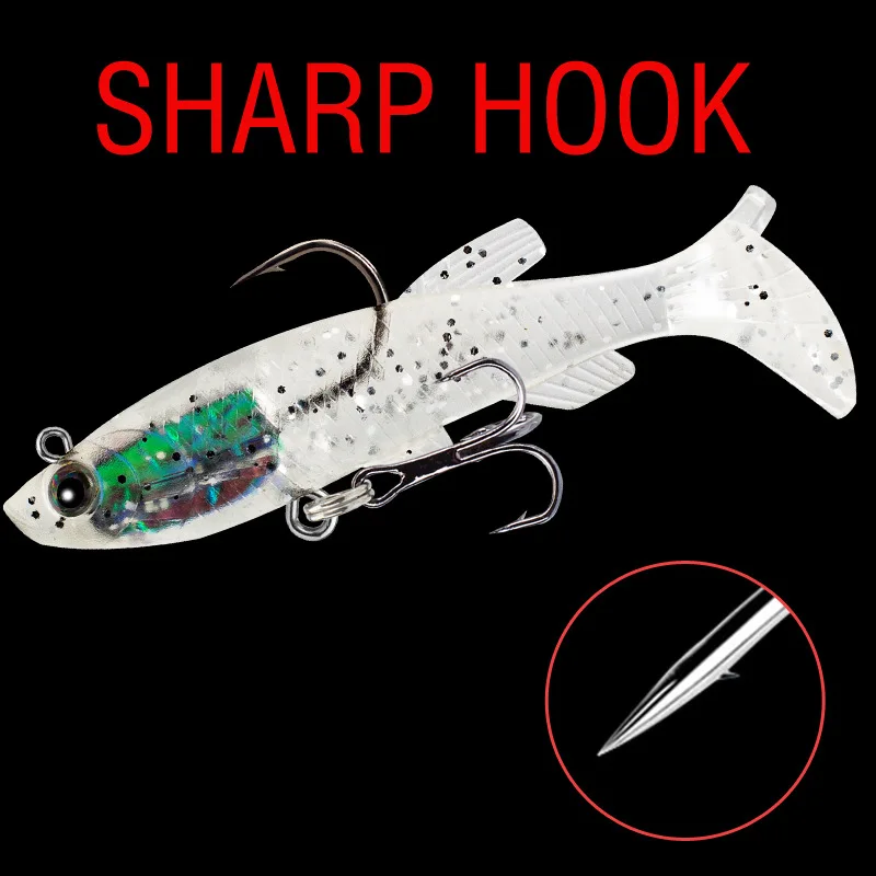 Señuelos de silicona blandos Wobbler, cebo Artificial, señuelo de pesca de silicona, lubina, carpa, pesca, cuchara de plomo, plantilla, aparejos de señuelo, 5 uds. - imagen 5