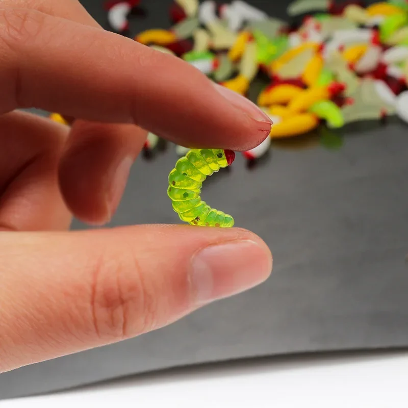50 Uds señuelo de pesca gusano larva amarillo realista señuelo de pesca pan biónico insecto suave anzuelos de señuelo de pesca olor gusanos resplandor - imagen 5