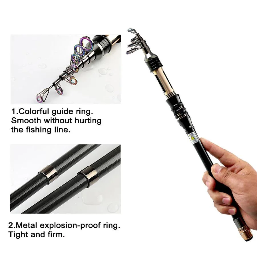 Caña de pescar de carpa de 1,8 M-3,0 M, caña de pescar telescópica de fibra de carbono, caña de pescar dura, caña de pescar giratoria - imagen 4