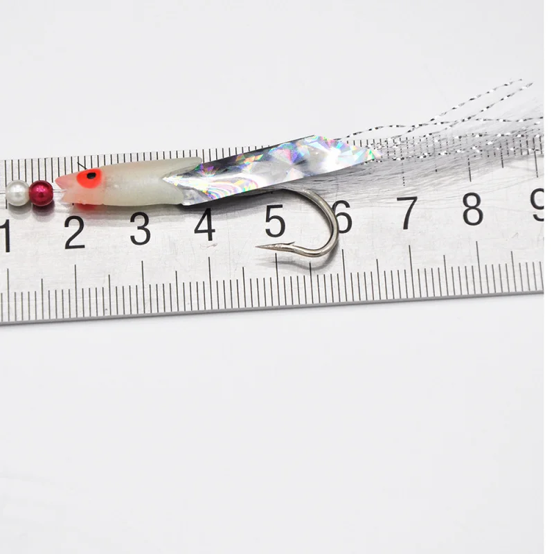 Señuelos de gamba imitación piel plata multicolor anzuelo púas cristal - imagen 5