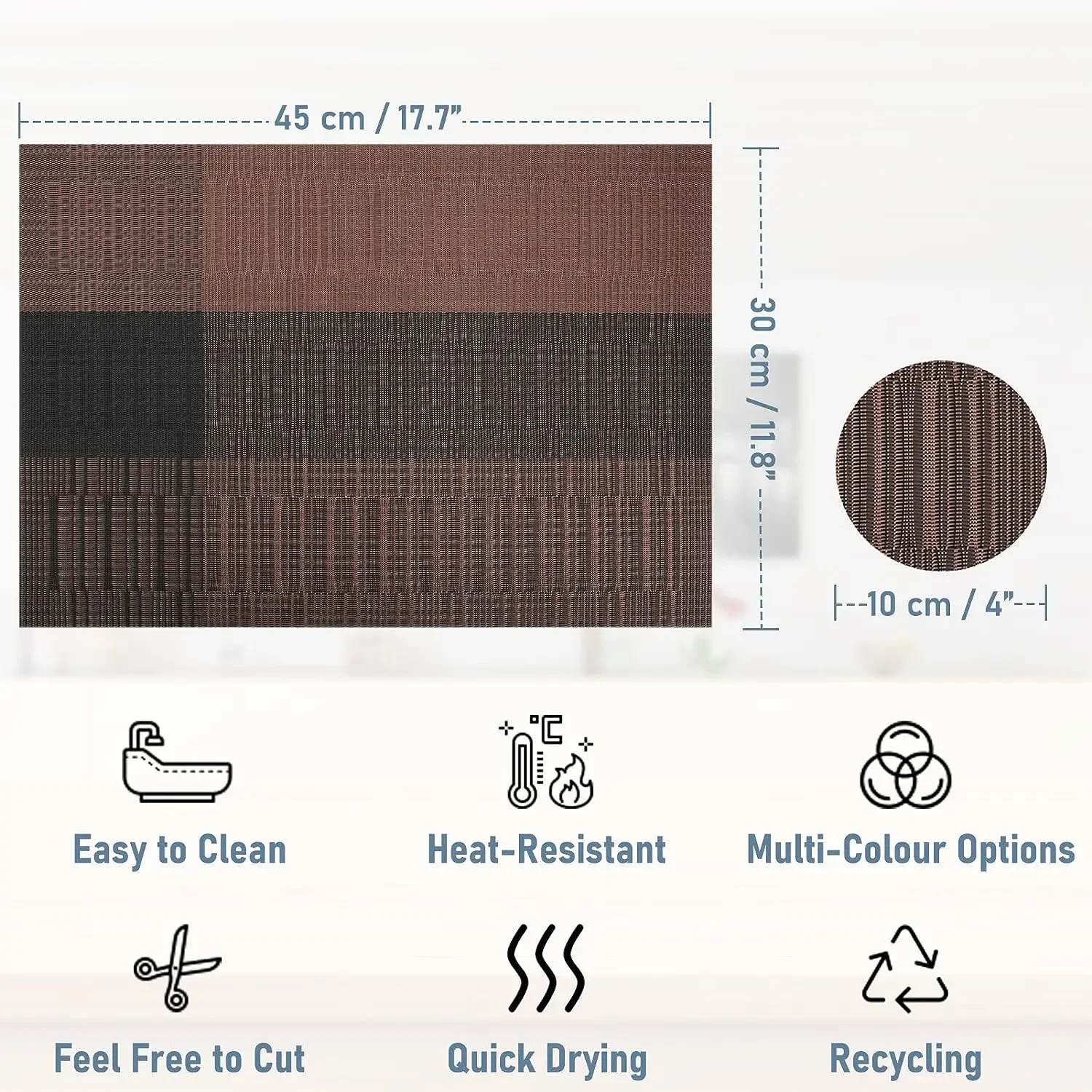 Juego de manteles individuales de vinilo tejido, manteles individuales de tejido cruzado, manteles de mesa lavables antideslizantes para mesa de comedor, cocina, decoración de restaurante, posavasos - imagen 4