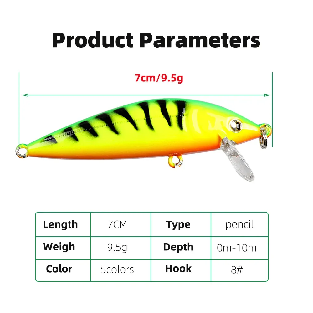 Señuelo de pesca de pececillo, 7cm/9,5g, cebo de pesca de pececillo que se hunde para trepalmente, orada marina, Tarwhine, 1 ud. - imagen 4