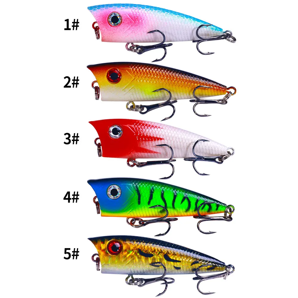 1 uds/5 uds 6cm 6,3g Señuelos de Pesca Popper Topwater flotante lubina pike carpa Pesca de mar manivela señuelo Swimbait Wobbler aparejos de Pesca - imagen 3