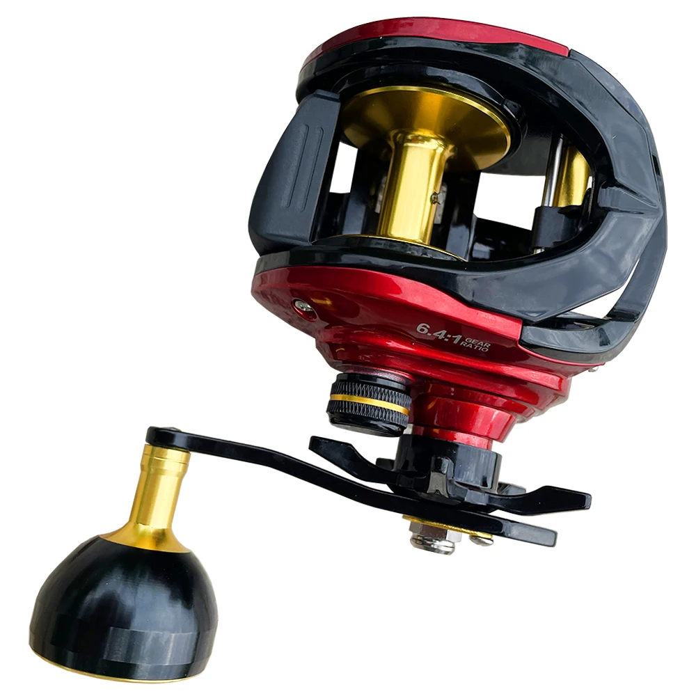 Carrete de pesca Baitcasting de gran juego, carrete de Metal izquierdo y derecho profundo 6,4: 1 8 + 1BB, carrete de fundición de juego ligero Finesse, arrastre máximo de 15kg - imagen 5