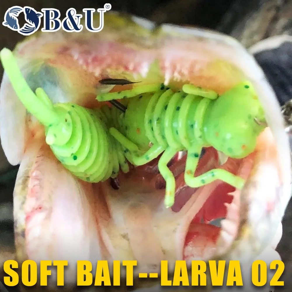 B & U Señuelos blandos Señuelos de pesca Larva Swimbaits de agua dulce Bass Pike Minnow cebo blando gusano para pescar - imagen 4