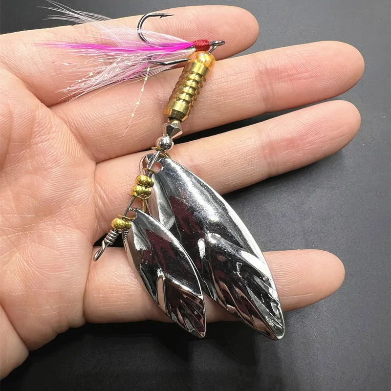 Señuelos de Pesca giratorios, Wobbers giratorios de cuchara, 6,5 cm, 7g, Crankbait, plantilla de trucha, lentejuelas de Metal brillante, 1 unidad por caja - imagen 5