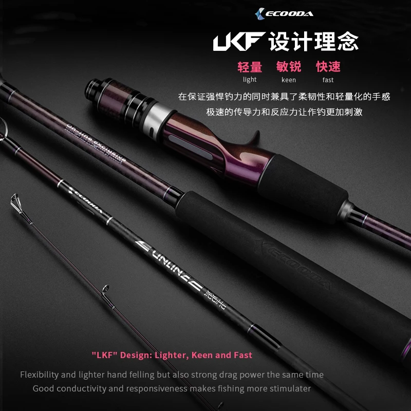 Ecood-caña de Juego de pesca vertical ligera EELJ, 1,83/1,85/1,91 M, Spinning Casting, piezas completas de FUJI, caña de barco en alta mar, peso del señuelo 10-150g, nueva - imagen 3