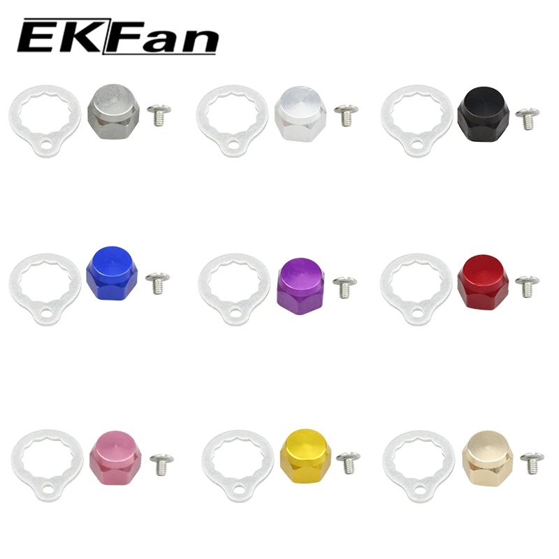 EKfan M8 DAI M7 SHI tuerca izquierda/derecha con arandelas de bloqueo plateadas de 16MM y tornillos para carrete de pesca Baitcasting piezas de bricolaje