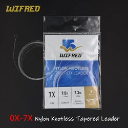 Wifreo Líder cónico sin nudos para pesca con mosca – Nailon 0X-7X