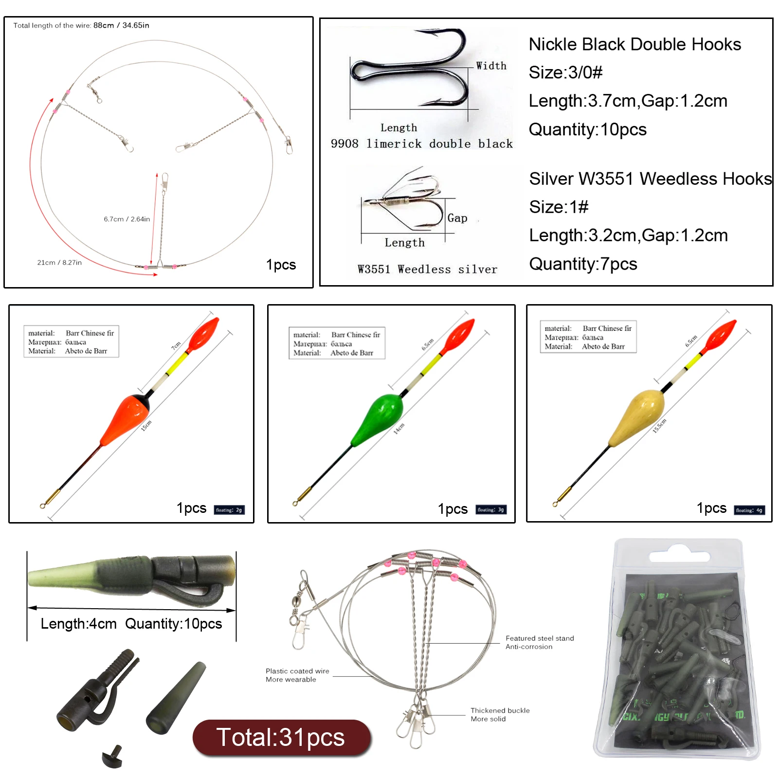Kit pesca carpa FREE FISHER con anzuelos triples anti-enredos - imagen 3