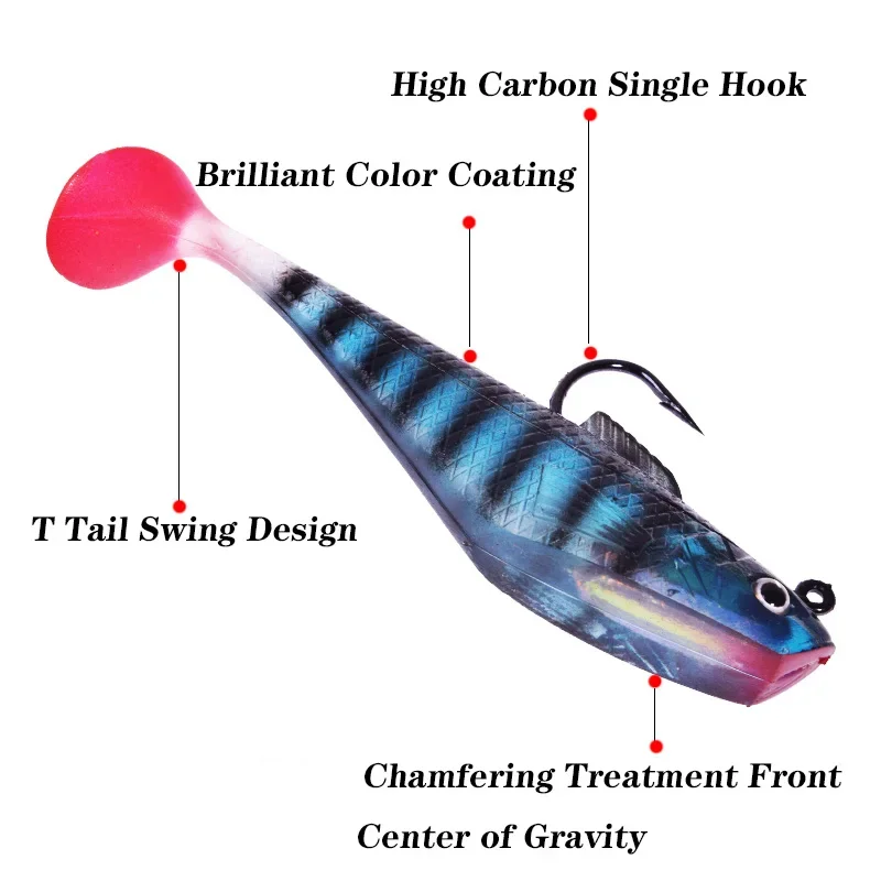 1 unidad de Wobbler de silicona suave Biat 5cm/3,5g 7,5 cm/9g señuelo de pesca Jig Head Dark Sleeper Swimbaits para Lucio, lubina, sábalo, aparejos de perca - imagen 3