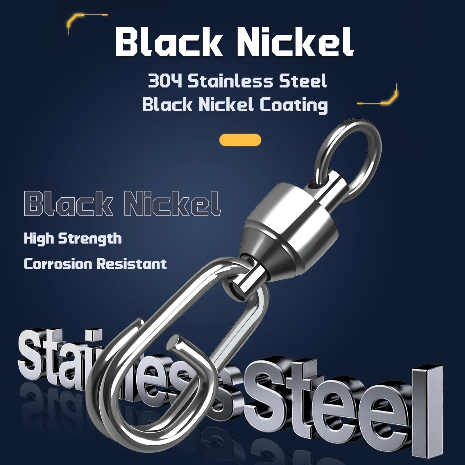 Clips giratorios de pesca de 9KM, rodamiento de bolas giratorio para agua salada, 25 ~ 100 Uds., conectores de pesca de acero inoxidable de alta resistencia, exclusivos - imagen 5