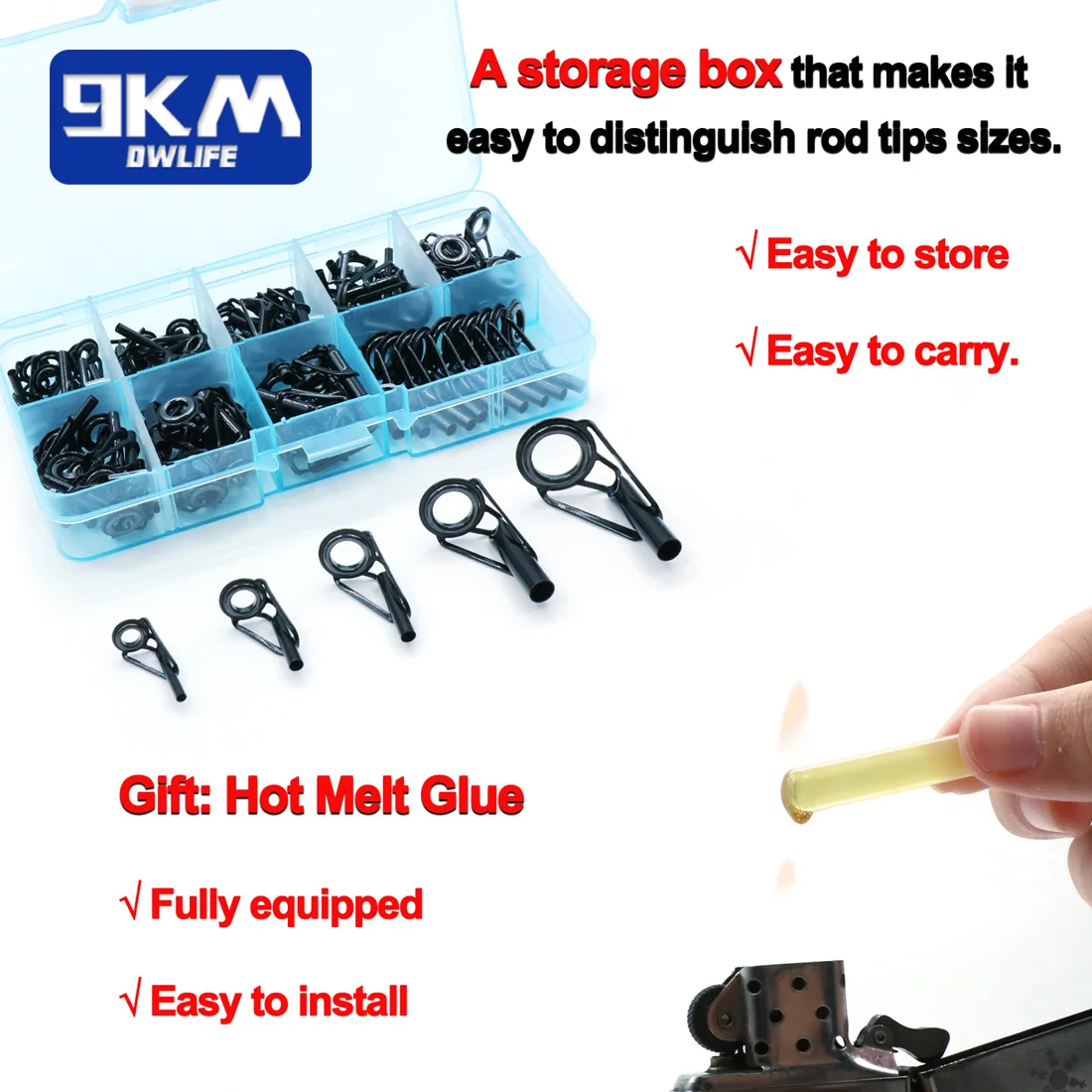 Kit de reparación de puntas de caña de pescar, Kit de repuesto de puntas de poste, guías de cerámica de acero inoxidable, anillo, Kit de reparación de ojales de construcción de caña de pescar - imagen 4