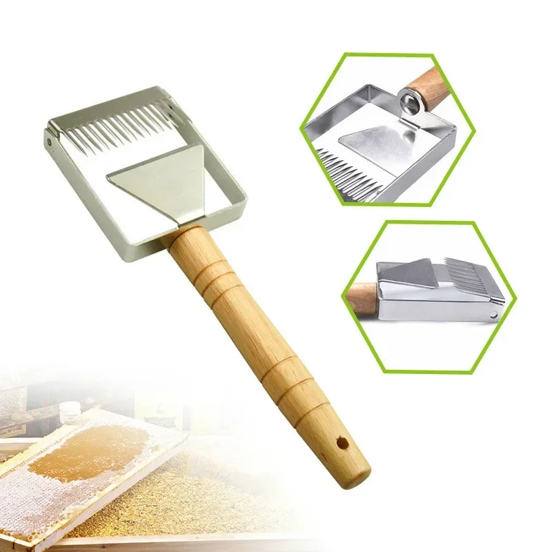 Rascador de cubierta abierta equilibrado, herramienta raspadora de miel en forma de panal, mango de madera, equipo de herramientas de apicultura - imagen 4