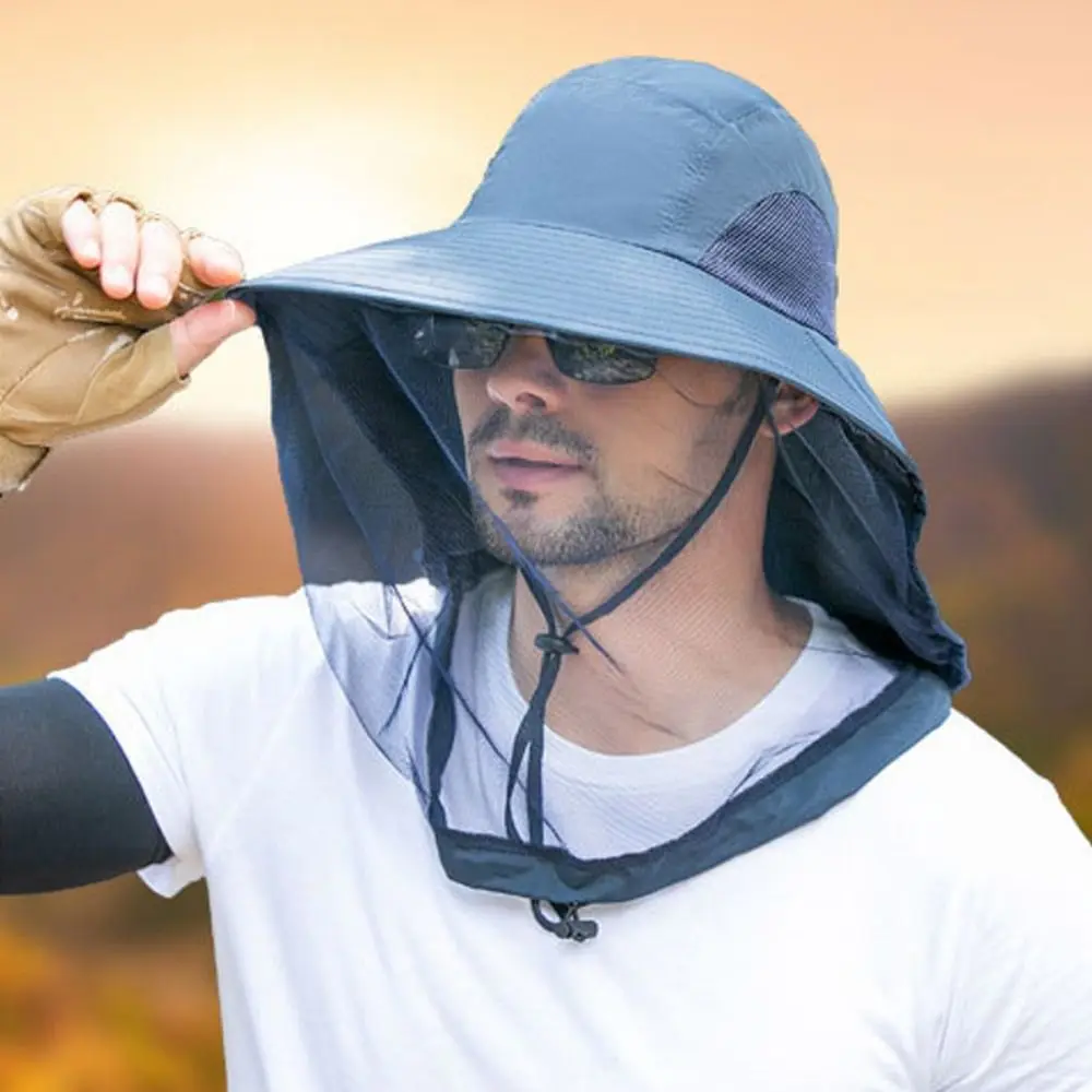 Hombres Mujeres al aire libre jungla granja pesca gorra para el sol sombrero de cubo gorra a prueba de insectos sombrero antimosquitos - imagen 2