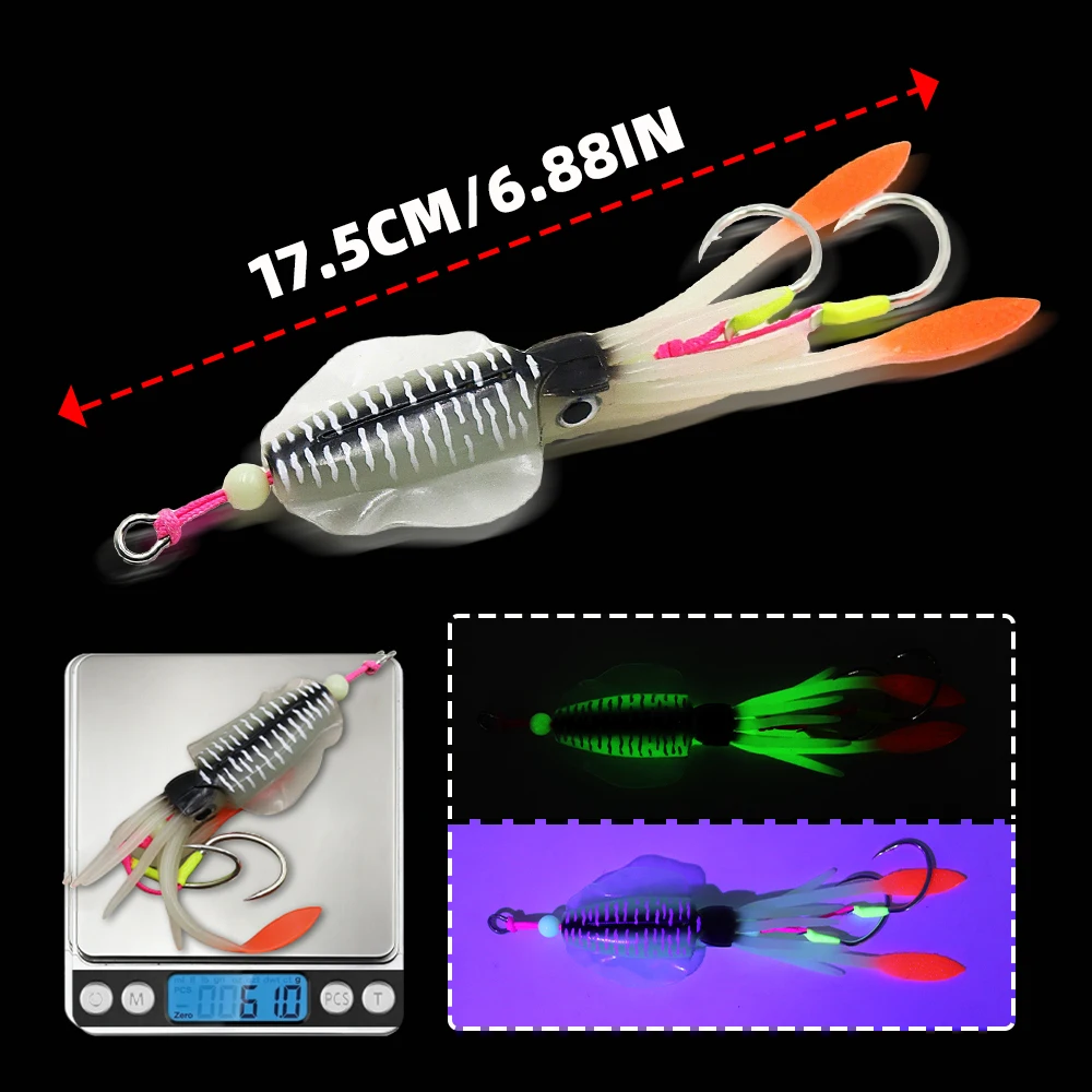 ZYZHE Señuelo blando calamar 60g anzuelo doble BKK pesca marina - imagen 2