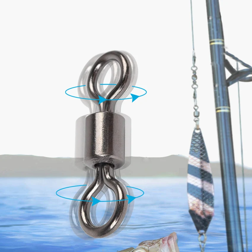 Ackibbik-conector giratorio de pesca, Conector de gancho de anillo sólido para pesca de carpa, rodamiento rodante, 210 unids/set - imagen 5