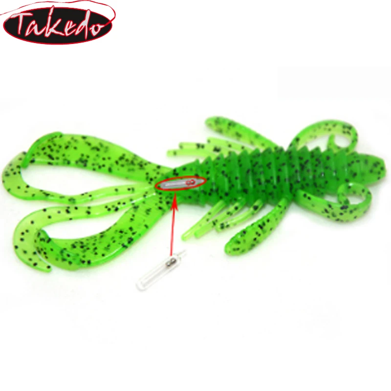 TAKEDO MY13 pesca en el mar 2,2g 6g Material TPR señuelo suave en forma de camarón señuelo de pesca de gusanos blandos con cuentas de anillo para lubina - imagen 3
