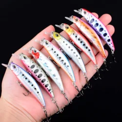 8 Uds Minnow señuelo de Pesca trucha de agua dulce cebo duro Artificial Pesca Isca Wobblers para Lucio Swimbait suministros de Pesca